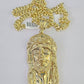 10K Miami Cuban Link Chain Jesus Head Pendent Charm 8mm 20"-30" Necklace Gold