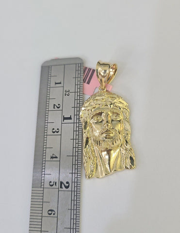 14k Jesus Head Pendant Charm Yellow Gold Men Women 1.75" 1.5" 1.25" 1" Real