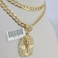 10k Solid Gold Cuban Curb Chain Pharaoh Pendant 6mm 20"-30" SET Necklace Charm