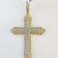 10k Diamond Jesus Cross Charm Yellow Gold Pendant Genuine Real 10kt