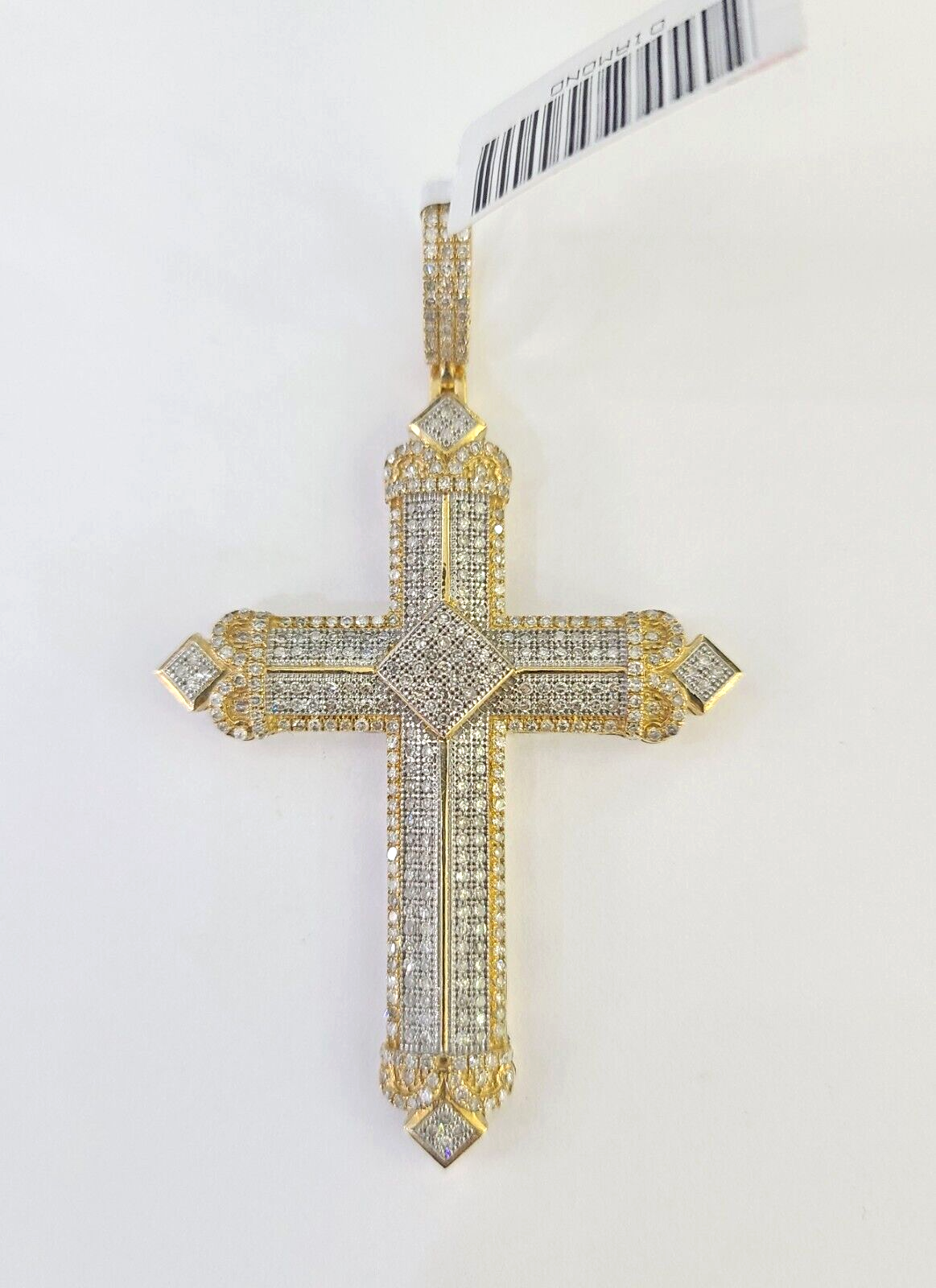 10k Diamond Jesus Cross Charm Yellow Gold Pendant Genuine Real 10kt