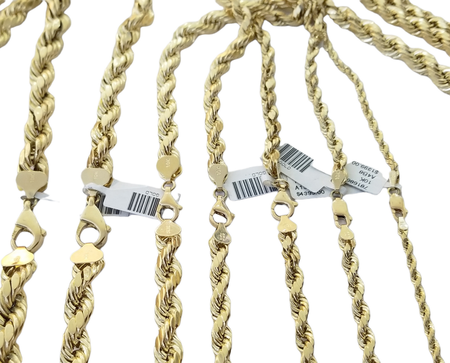 Real 10k Gold Rope Chain Necklace 18"-30" Inch 3mm-10mm Men & Women DISCOUNT