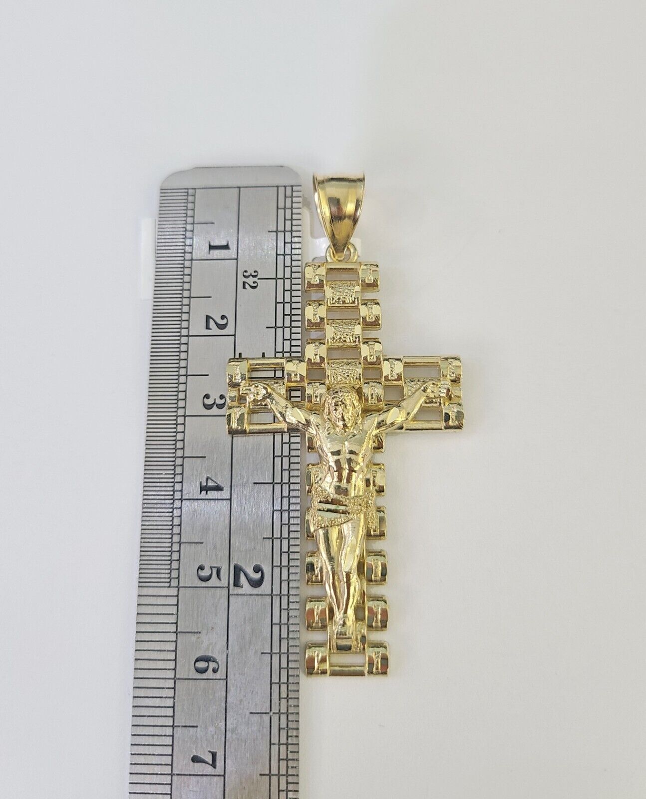 10k Jesus Cross Crucifix Charm Pendant Yellow Gold Men Women 3" 2.25" 2" Real