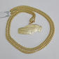 10k Gold Chain Miami Cuban Car Challenger Charm Pendant Set 4mm 18"28" Necklace