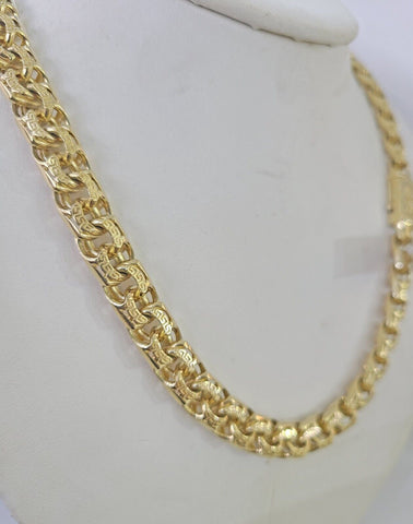 Real 10k Gold Chino ID Chain 9mm 24Inch Yellow Necklace Real Gold