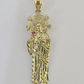 Real 10K Gold Saint Jude Charm Diamond Cut 10kt yellow Gold Pendent 1.5"