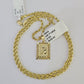 10k Gold Initial B Charm Rope Chain 16"-26" 2.5mm SET Necklace Alphabet Pendant