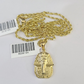 10k Solid Rope Chain 2mm Pharaoh Head Pendant Charm Necklace SET 18-24 in