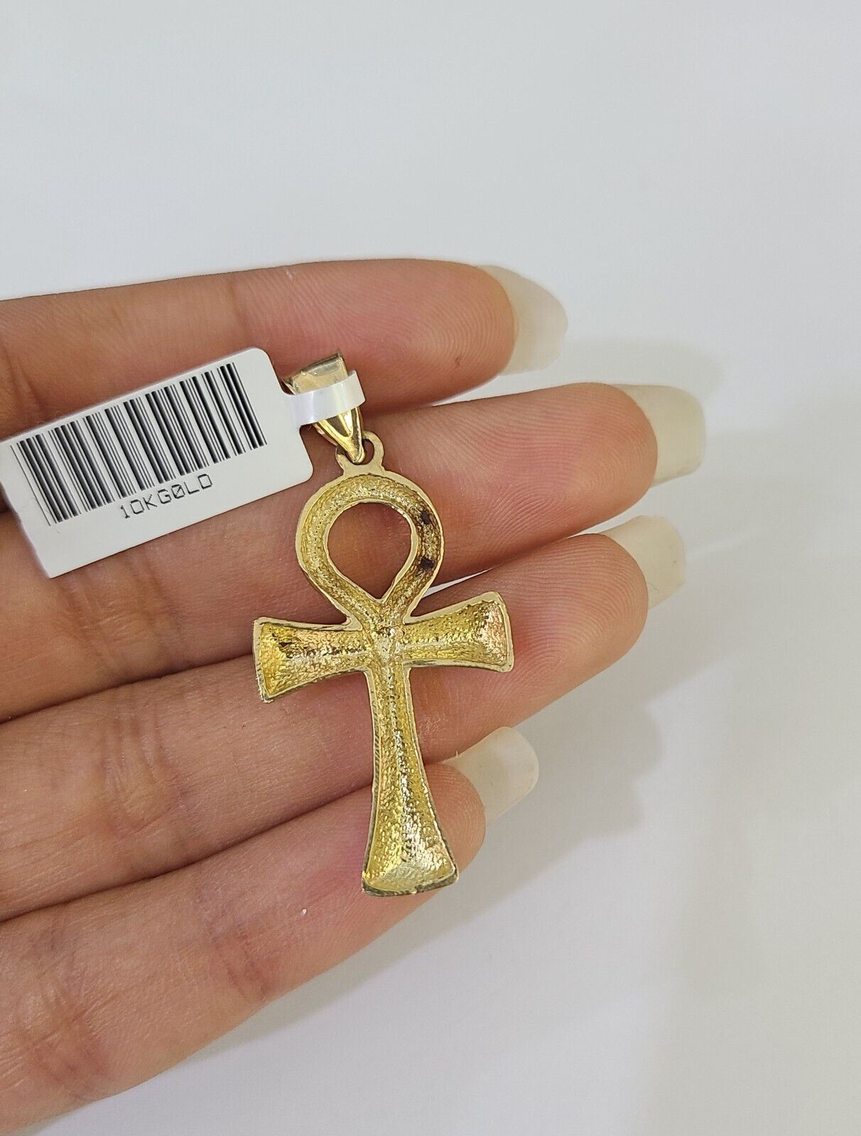 10k Gold Byzantine Necklace Jesus Ankh Cross Charm 18-28 inch 3mm SET Chain