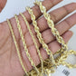 Real 10k Solid Gold Rope Chain Necklace 2.5mm-7mm Men Women Yellow 10kt