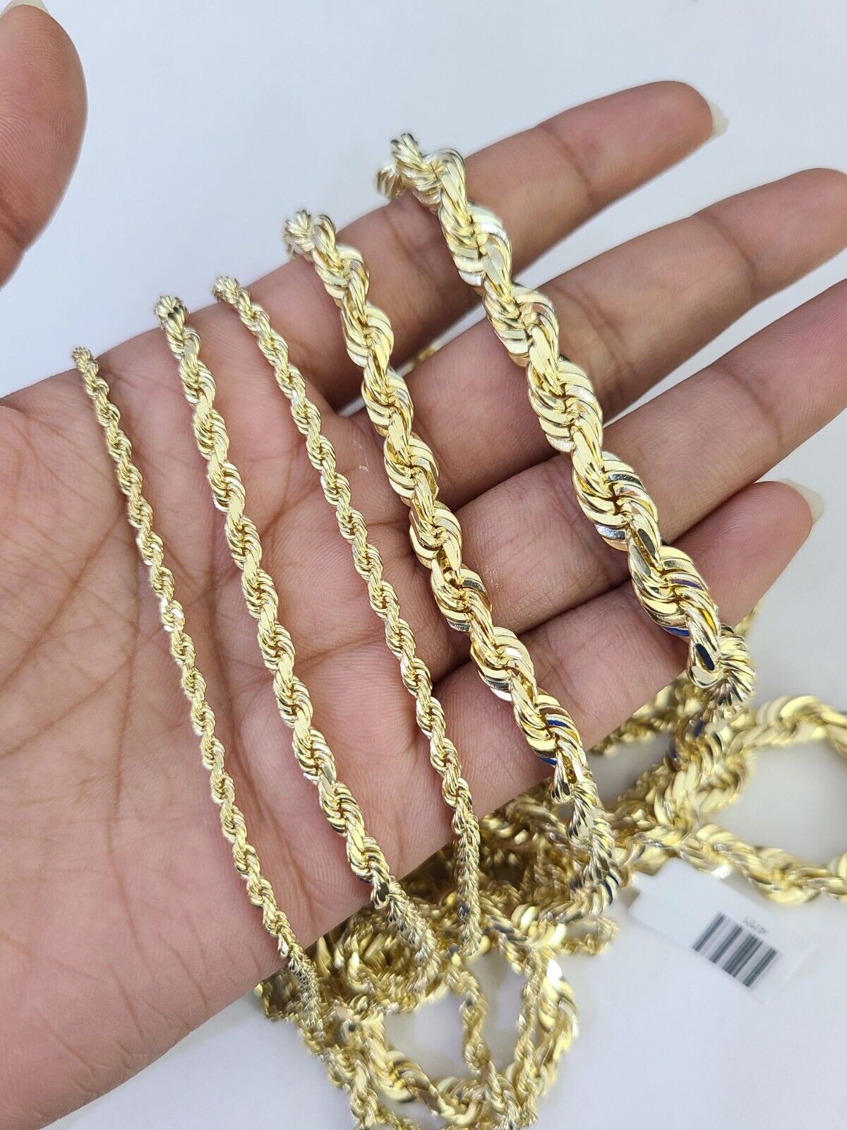 Real 10k Solid Gold Rope Chain Necklace 2.5mm-7mm Men Women Yellow 10kt