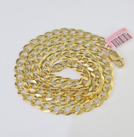 14k Cuban Curb Link chain Solid Yellow Gold Necklace 9mm 18"-26" Inch Real
