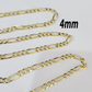 Real 14k Solid Gold Chain Figaro Link Necklace 3mm 4mm 5mm Men Women 14kt