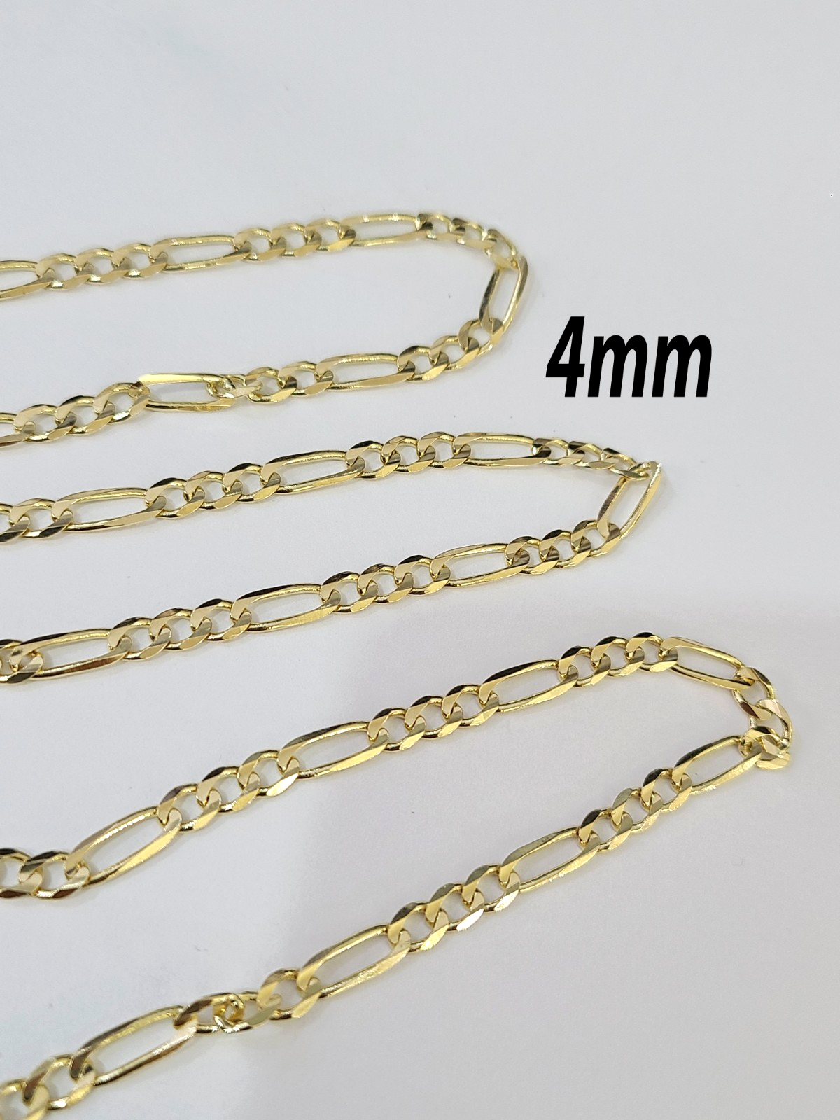 Real 14k Solid Gold Chain Figaro Link Necklace 3mm 4mm 5mm Men Women 14kt