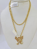 10K Eagle Pendant SET 3mm 26'' and 3mm Rope Chain Anchor Pendant Set 26"