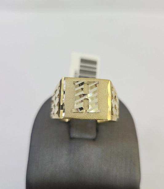 Real 10k Initial H Casual Ring Alphabet Yellow Gold 10kt Genuine