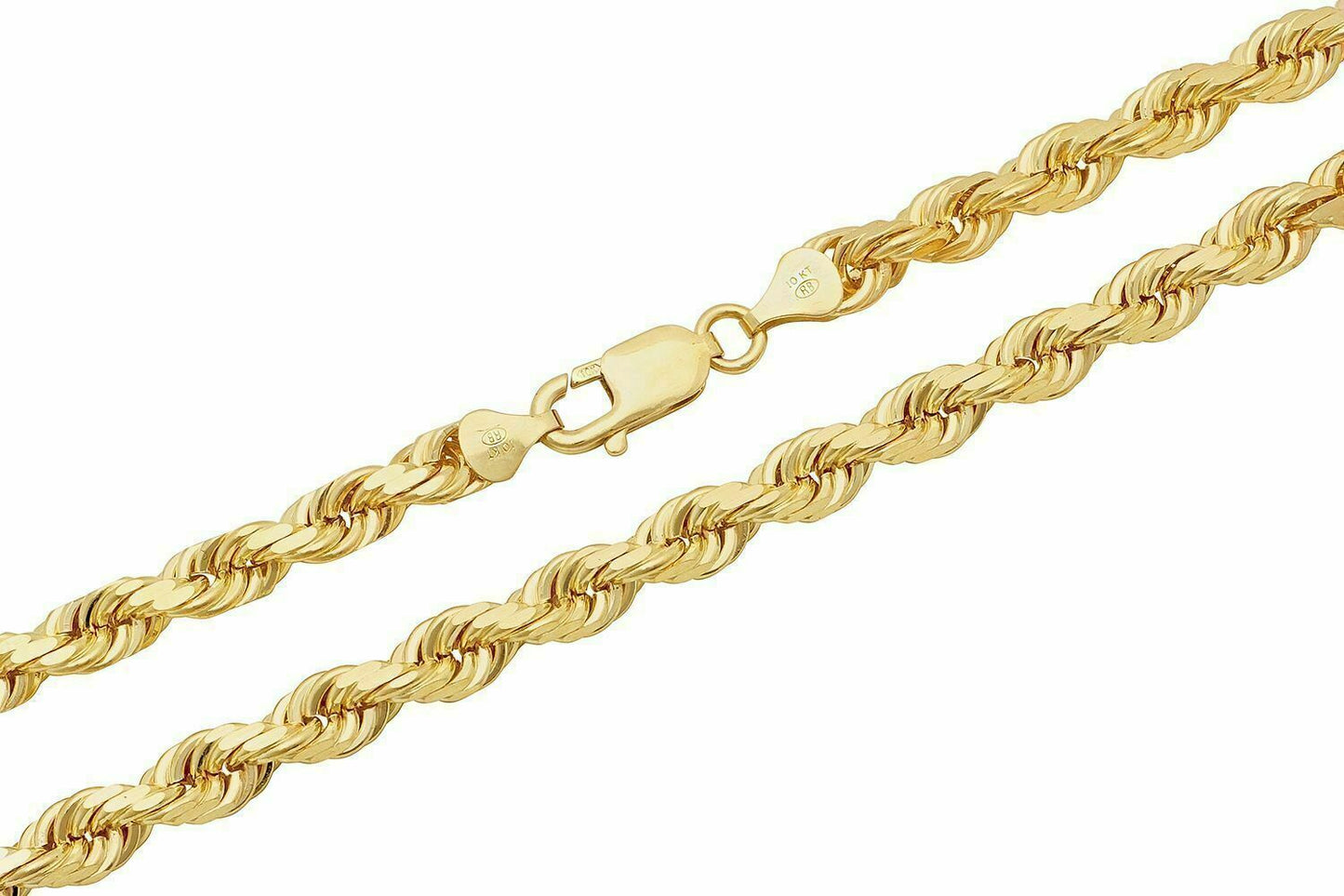 Solid 10k Yellow Gold Rope Chain 1mm-10mm Diamond Cut 16"-30"