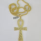 10K Franco Chain Jesus Ankh Cross Pendant Charm Necklace 20"-28" 4mm Gold Yellow