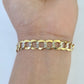 Real 10K Cuban Curb Link Bracelet Yellow Gold Diamond Cut 8mm 7" Inch