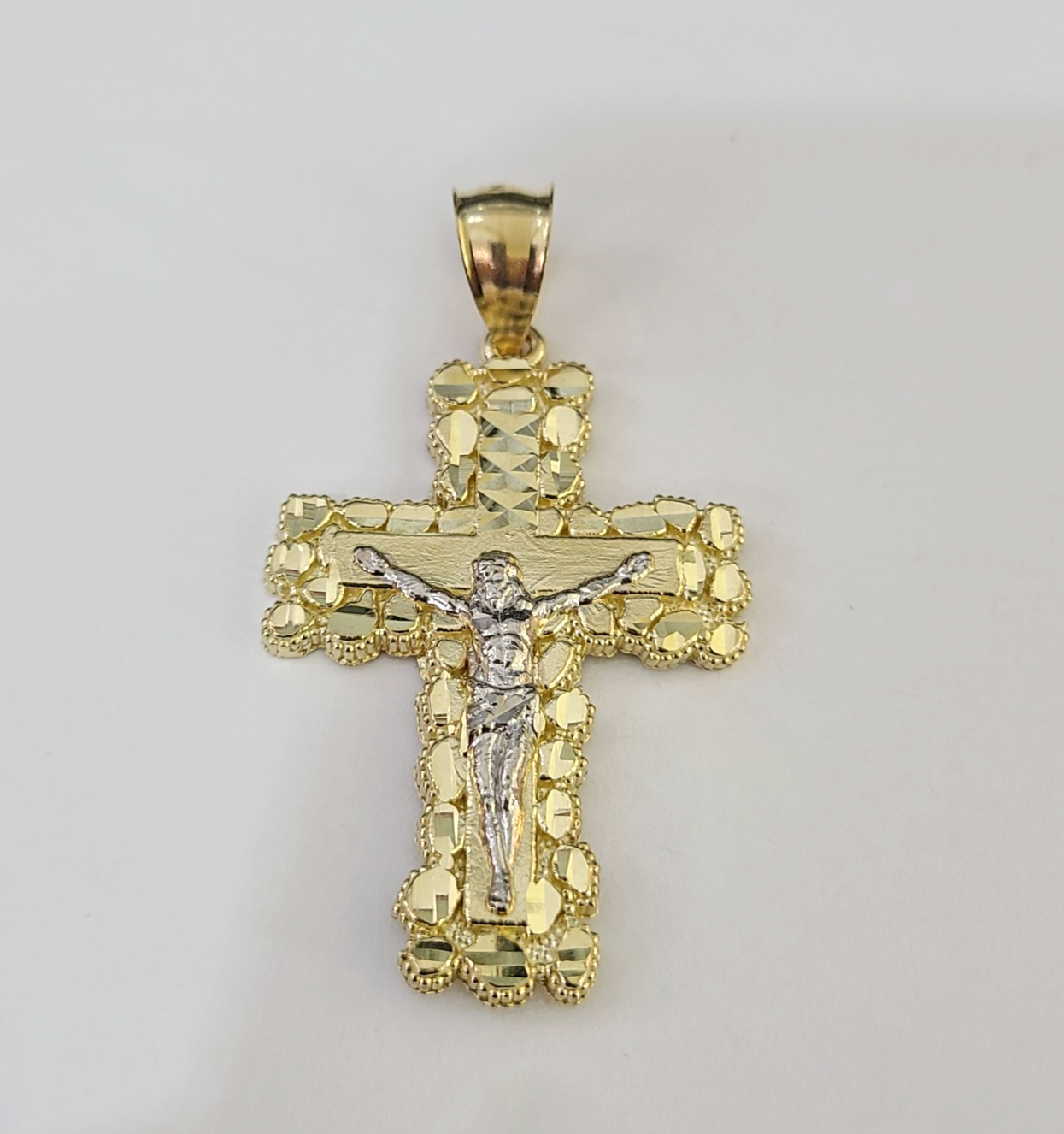 Real 10K Jesus Cross Pendant Crucifix Yellow Gold Charm Genuine 10kt