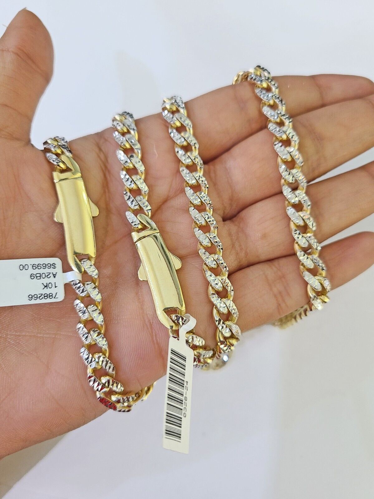 Real 10k Royal Monaco Chain 8mm Diamond Cut 18-26 inches Yellow Gold