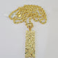 Real 10k Solid Rope Chain Nugget Charm Set 4mm 18"-30" Inch Necklace Yellow Gold