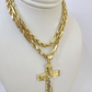 10k Milano Rope Chain Jesus Cross Charm Necklace SET 5mm 18"-28" Pendant