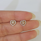 14k White Yellow Gold Heart Earrings Diamond screw-back Women Men Studs Natural