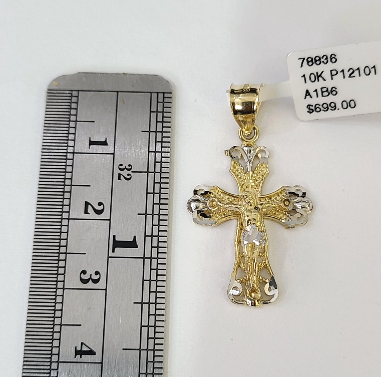 Real 10K Jesus Cross Pendant Crucifix Yellow Gold Charm Genuine