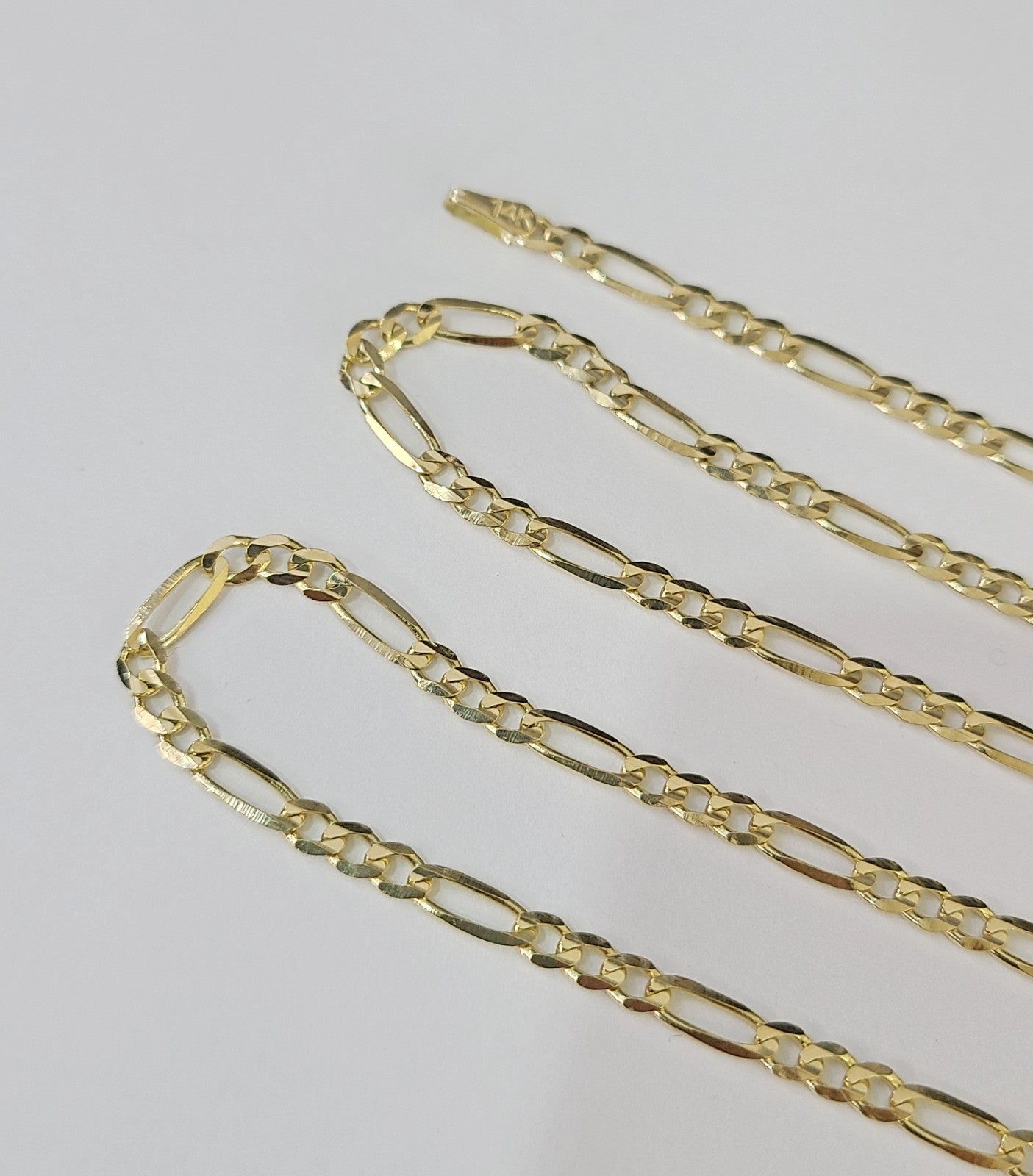 Real 14k Solid Gold Chain Figaro Link Necklace 3mm 18"-28" Men Women 14kt