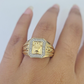 Real 10k Diamond Crown Mens Ring Band Yellow Gold Wedding Casual Genuine Natural