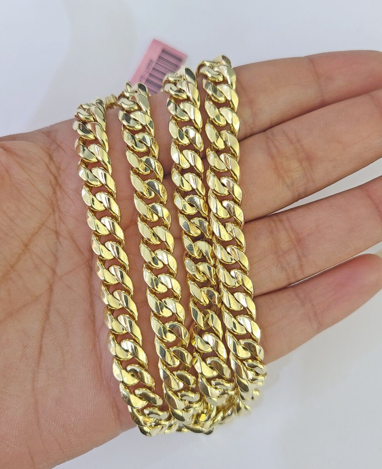 Real 14K Miami Cuban Link Chain Necklace Yellow Gold 24 inch 8mm Mens Hollow