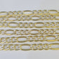 10K Figaro Link Chain Necklace Yellow Gold 6.5mm 20" 22" 24" 26" 28" 30" 10kt