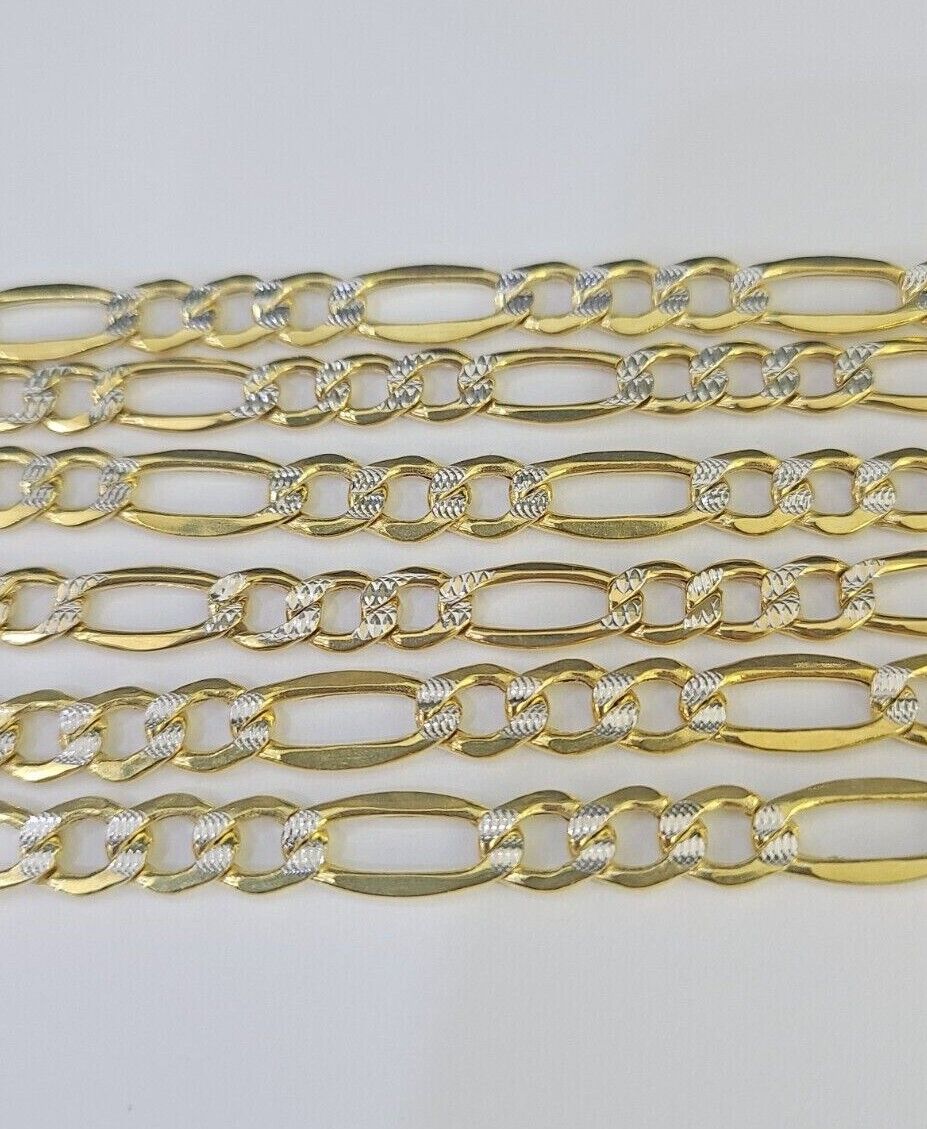 10K Figaro Link Chain Necklace Yellow Gold 6.5mm 20" 22" 24" 26" 28" 30" 10kt