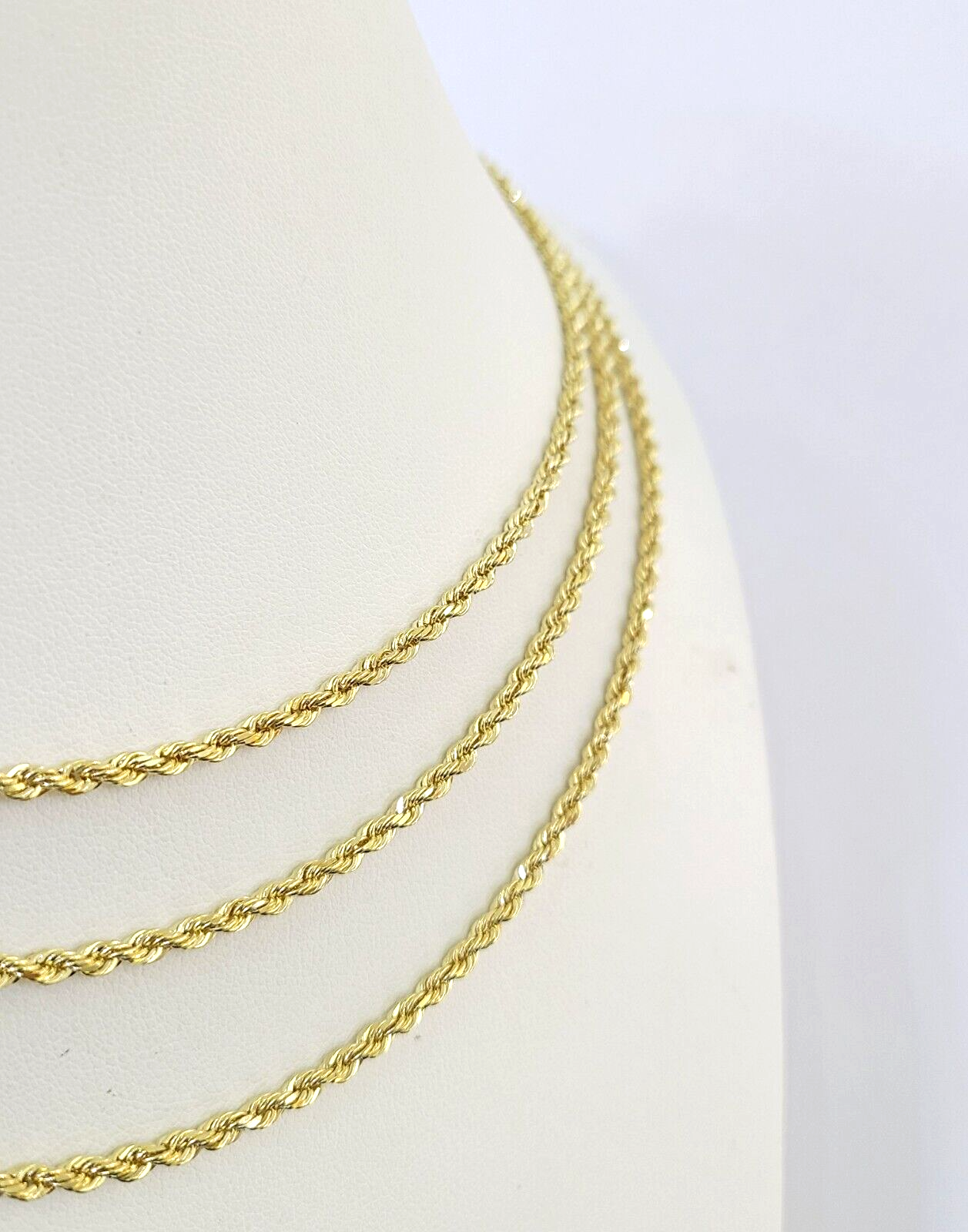 10k Solid Real Rope Chain Necklace 4mm 18"-30" Yellow Gold Men Women Genuine