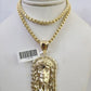 10k Gold Byzantine Necklace Jesus Head Charm 20-28 inches 3mm REAL SET Chain