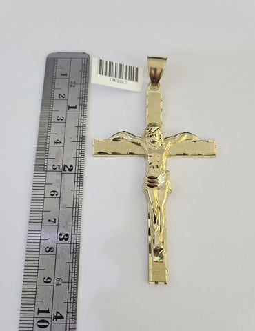 10K Miami Cuban Link Chain Jesus Cross Pendent Charm 6mm 20"-30" Necklace