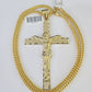 10K Franco Chain Jesus Crucifix Cross Pendant Charm Necklace 20"-26" 3mm Gold