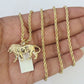 10k 2.5mm Rope Chain Lion Pendant 18"-30" Yellow Gold Set Charm Necklace