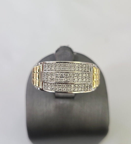 Real 10k Diamond Mens Ring Band Yellow Gold Casual Genuine Natural Wedding