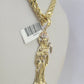 10k Solid Rope Chain Saint Reaper Charm Set 4mm 18"-30" Necklace Gold Pendant
