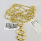 10k Solid Rope Chain 2mm S Initial Pendant Charm Necklace SET 18-22" Ladies