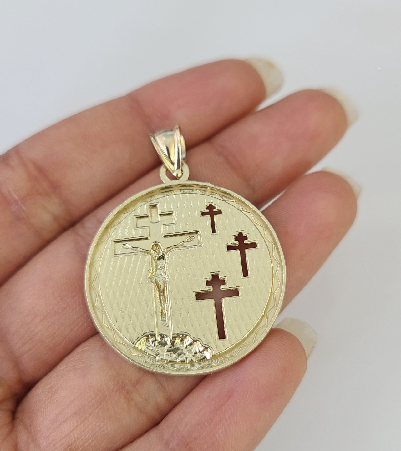 10k Cross Medallion Charm Miami Cuban Chain Pendant 5mm 18"28" Necklace Gold
