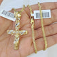 10K Gold Franco Chain Cross Charm Length 18-26 inches 2mm REAL Yellow