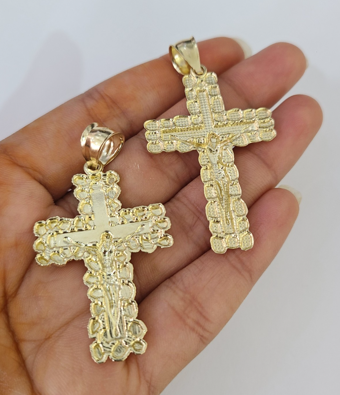 Real 10K Jesus Cross Pendant Crucifix Yellow Gold Charm Genuine 10kt
