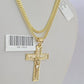 10K Franco Chain Jesus Cross Pendant Charm Necklace 16"-24" 2mm Gold SET Yellow