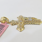 14k Jesus Christ CZ Cross Charm Pendant Yellow Gold REAL Genuine