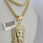 10k Gold Byzantine Necklace Jesus Head Charm 20-28 inches 3mm REAL SET Chain