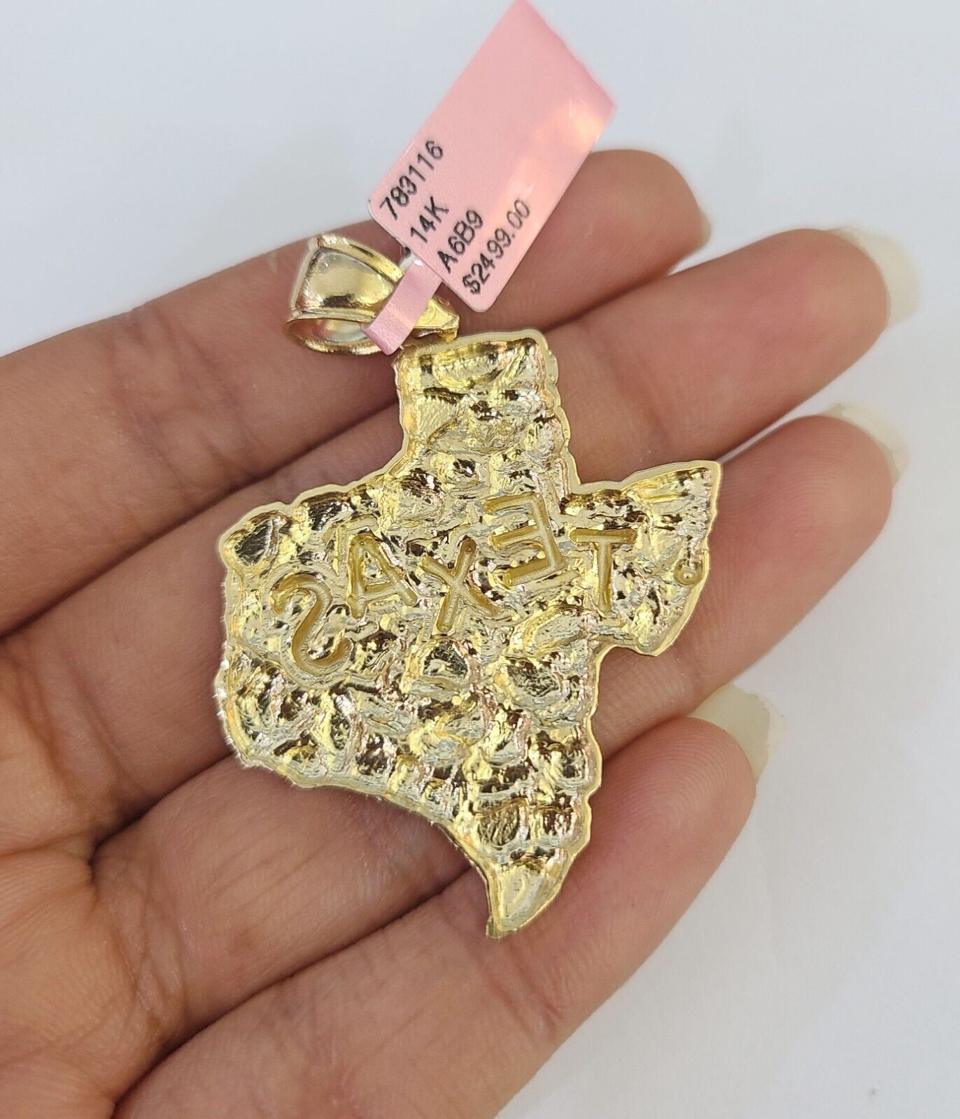 Real 14k Rope Chain Texas Map Charm Set 6mm 18"-26" Necklace Yellow Gold