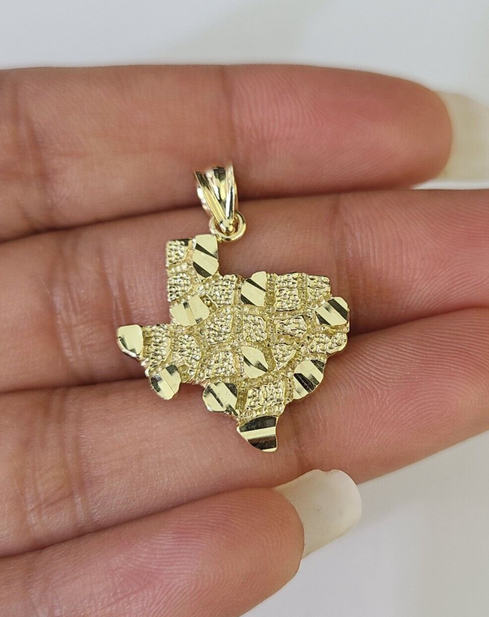 10k Texas Map Charm Nugget Pendant Yellow Gold Real Gold State Map 1"